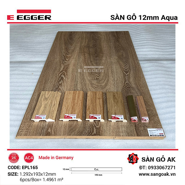 Sàn Gỗ Công Nghiệp Đức Egger Aqua 12mm EPL165